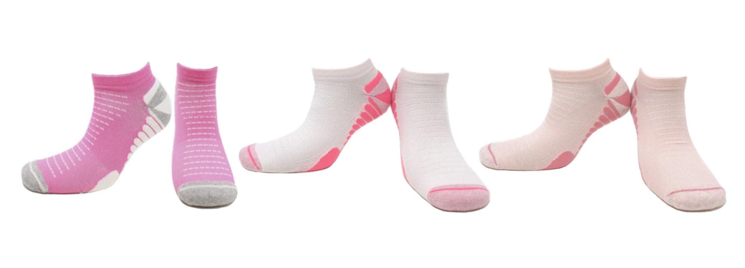 Socquettes Cyclisme Sans Couture Microfibre - Fuchsia, Blanc, Saumon (3 paires)